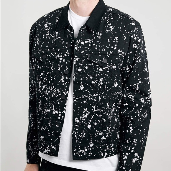 black denim jacket paint splatter
